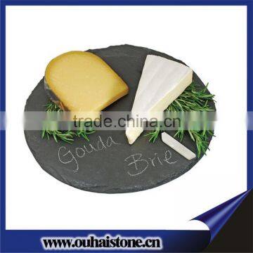 black round slate food serving plates/slate stone slate serving plate/natural slate plate for kitchen