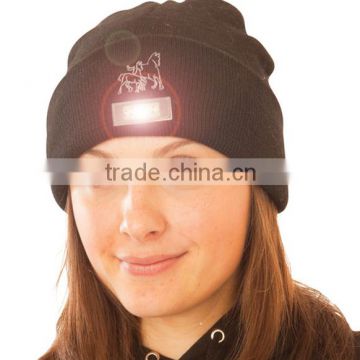 Winter Acrylic Knitted Custom LED Light Beanie Cap Led Lighted Hats And Caps