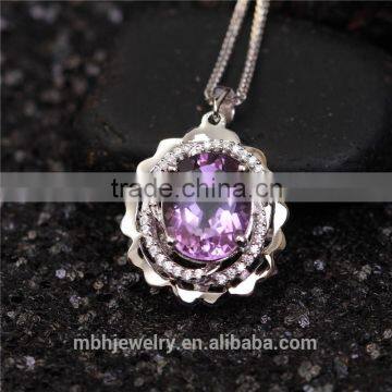 Hot Sale Jewellery Set 18K Gold Plated 925 Sterling Silver Precious Natural Amethyst Gemstone Pendant Ring Jewelry Set photo-2