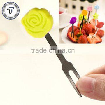 Cute rose flower shape fruit fork set