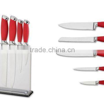 Hot sale hollow and rubber coating plastic chef knife