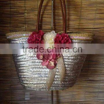 Seagrass handmade handbags,Best quality silver seagrass straw beach bag with handle