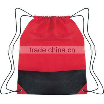 Non-Woven Two-Tone Drawstring Sports Pack- Red