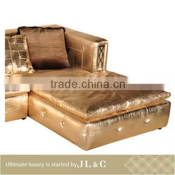 Luxury New design 2014 JS15-22 leather sofa with solid wood living room sofa stainless steel sofa(China supplier)