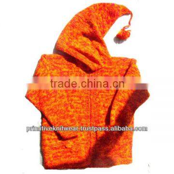 hand knitted woolen sweater with Santa clues hooded