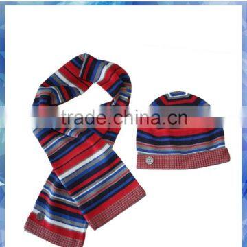 stripe jacquard designer scarf and hat set for young boys