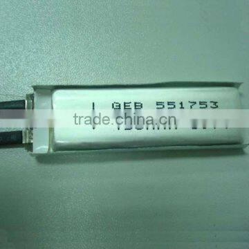 lithium polymer battery 3.7v with 450mAh rechargeable battery 551753 for digital products