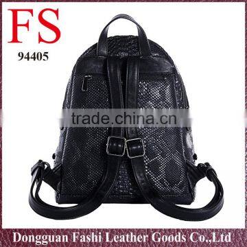 Fashionable Custom Leather Bag Hot Selling Black Snakeskin pu Backpacks photo-3