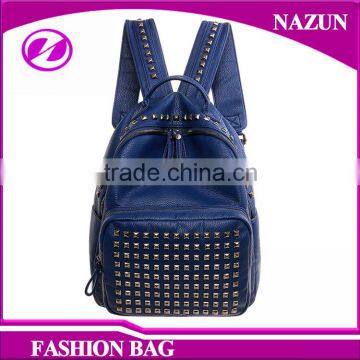 Adjustable Shoulder Strap College School Fashion Rivet on Women Day Backpacks photo-2