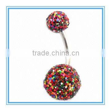 Popular style sequins koosh ball navel belly ring