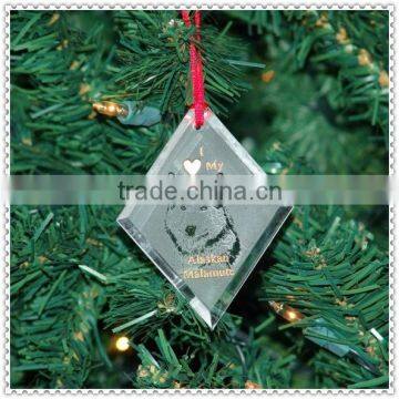 Diamond Engraved Wolf Glass Ornament for takeaway Gift