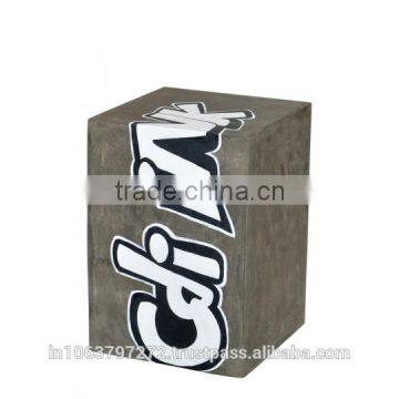 Concrete Wooden Grafitti Stool with Concrete Finish