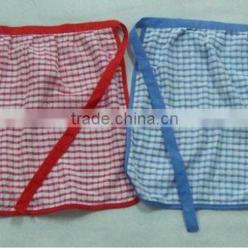 linen/ cotton pattern short waist check dye yarn waist apron