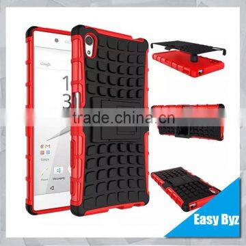 Heavy Duty Tire Rugged Shockproof TPU PC Kickstand Case For Sony Xperia Z5