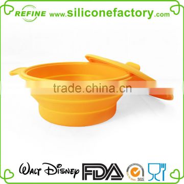 Kitchenware microwave safe silicone salad bowl silicone foldable bowl with cover