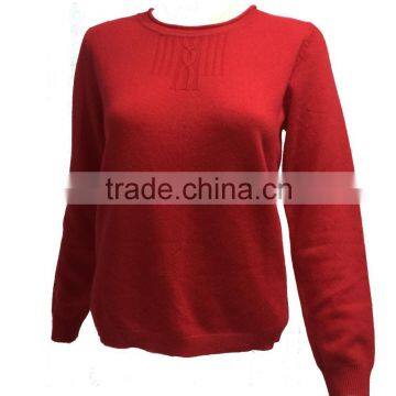 Ladies cable knitted long sleeve round neck basic pullover