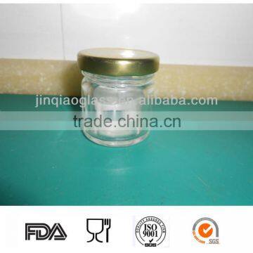 30ml clear glass jam and honey jar with golden cap