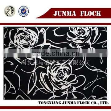 Black and White Big Rose Flower Pattern Flocked African Print Cotton Fabric