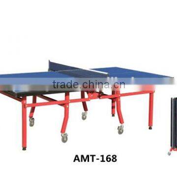 Blue table surface with red metal frame tennis set table tennis racket types