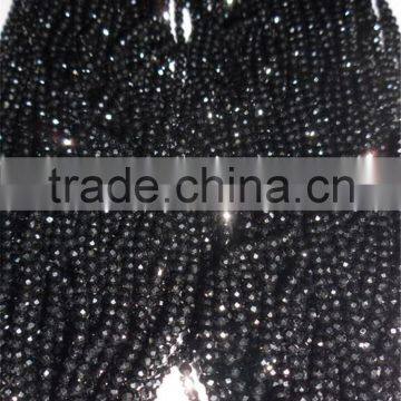 Black Spinel faceted laser Cut 2mm Beads Chain