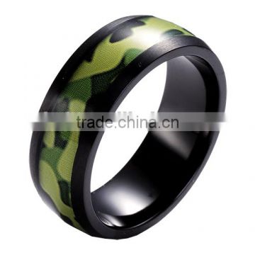 Black zirconium black Titanium Camo Inlay 8mm Band Ring