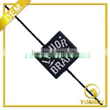 Quadrate White on Black Plastic Seal Tags for Clothing