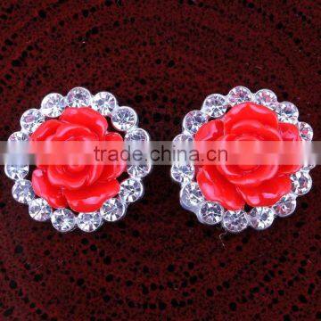 Floral Patterned Diamond Rhinestones With Chiffon Flower DIY Hair Accessories photo-5