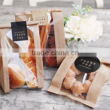 Brown kraft wax coated bread paper bag with window