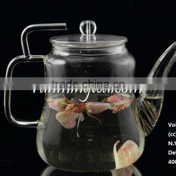 Wholesale Borosilicate Glass teapot with Stainless Steel Insert Spout ,420cc