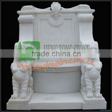 Hand Carved White Marble Chair, Sphinx Statue Carved Chair