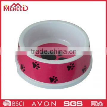 Cute footprint print super thick high quality plastic melamine pet bowl