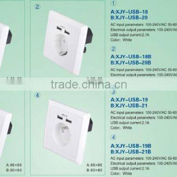 Germany standard electrical wall socket with 2 usb ports for EU