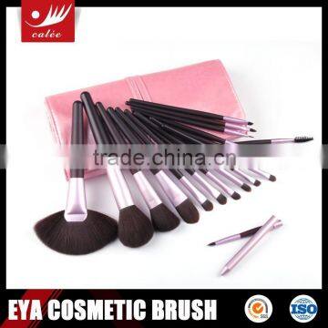 18pcs professional cosmetic brush set,black wooden handle and aluminum ferrule