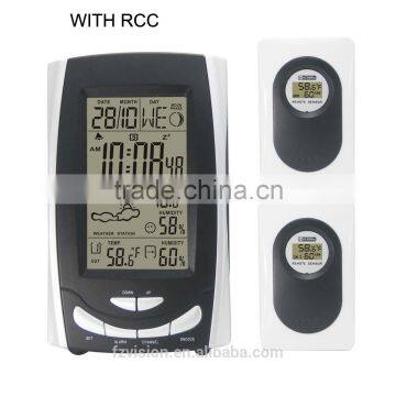 433 MHz Wireless RCC Weather Station,Wifi Weather Station Clock Thermometer with 2 Remote Sensors