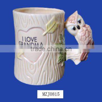 Home Decoration Vintage 3D Ceramic Owl Mug