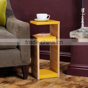 Solid Wooden G Shape Table Customization Printing Small Stand Shelf for Coffee Cup Sofa Side Table