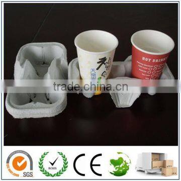 ECO Molded Pulp Cup Carrier/Cup Tray/2 Cup Carrier with Paper Cup