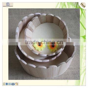 Round Laced Paulownia Wood Display Decorative Fruit Tray photo-4