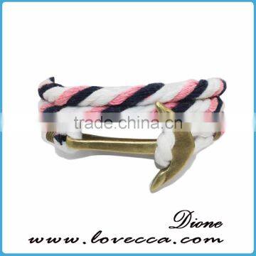Customized Braided Leather Stainless Steel Hook Anchor Bracelet photo-6