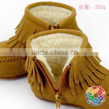 Dark Gray Leather Baby Kids Winter Shoes Baby Snow Boots photo-4