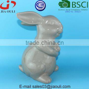 BSCI Audit Factory Large Handmade Easter Bunny Ceramic Tall Rabbit, Home Decor Ceramic Sitting Bunny photo-2