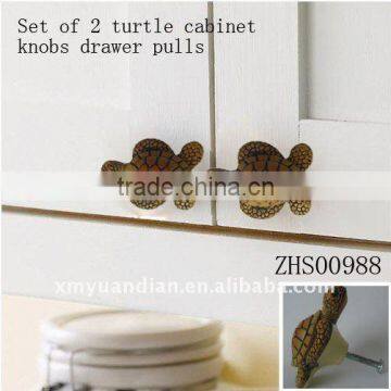 Set of 2 Tortoise apple cabinet knobs drawer pulls