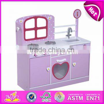 2017 new products purple small wooden toddler play kitchen for sale W10C264