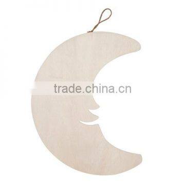 Unfinished Wood Crescent Moon with Hanger