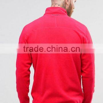 Custom Long Sleeve Funnel Neck Zip Placket Without Hood Red Men's 100% Polyester Casual Regular Fitted Sweatshirt photo-2