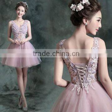 young girl pink short tulle prom best dress for farewell party