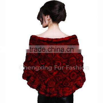 CX-B-21E 2016 New Knitted Genuine Rex Fur Shawls Rabbit Fur Poncho photo-2