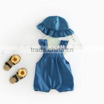 New Design Summer Baby Clothes Infant Plain Color Sleeveles Bodysuit Toddler Girls Romper photo-3