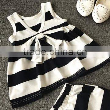 Vintage Baby Clothing Set Black And White Stripes Outfit Bow Tie Apparel photo-4