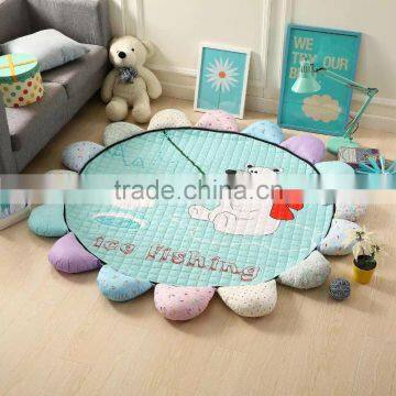 S65598A Room Floor Carpet 100% Cotton Sunflower Shape Cartoon Baby Crawling Blanket photo-3